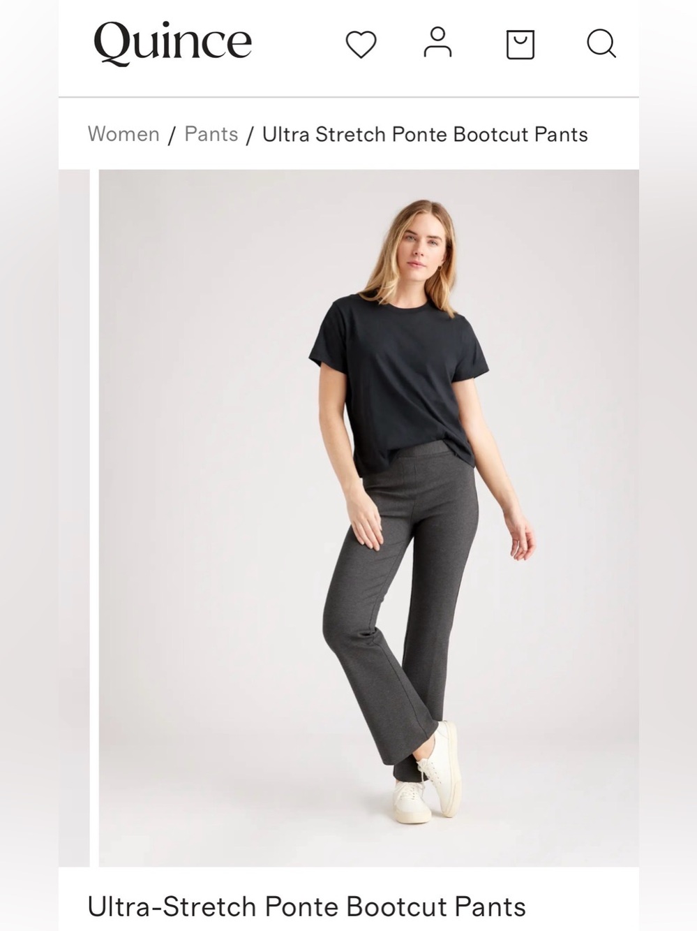 Quince Women’s Ultra-Stretch Ponte Bootcut Pants Charcoal